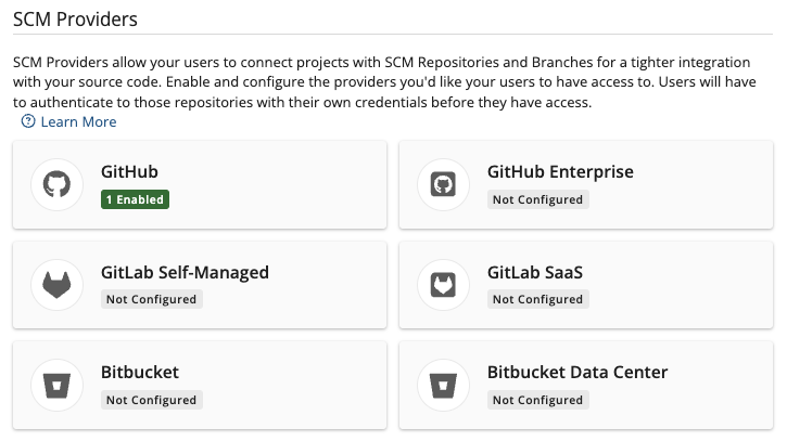 A visual of SCM integrations available on Black Duck SCA A visual of SCM integrations available on Black Duck SCA