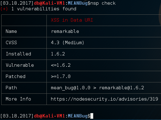 nsp command Identifying Vulnerable NodeJS Dependencies Using 'nsp' Command Line Tool in Software Security