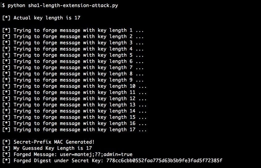 length extension SHA-1 MAC Length-Extension Attack Demonstration in Python Code on Synopsys Software Security Blog