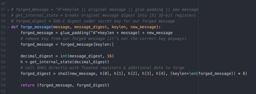 message utilization technique Python Code Demonstrating a Length-Extension Attack on SHA-1 MAC Algorithm