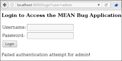 Login Page for MEAN Bug Application AngularJS Logo with Code Snippet Background
