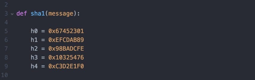 sha magic numbers SHA-1 Mac Length-Extension Attack Demonstrated in Python Code Screenshot