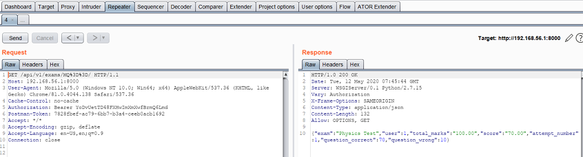 Another request with expired token Security Software Screenshot Showing Request with Expired Token Error Message