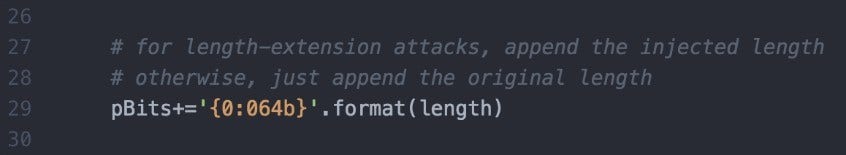 bit length Python Code Demonstrating Length-Extension Attack on SHA-1 MAC Algorithm at Synopsys