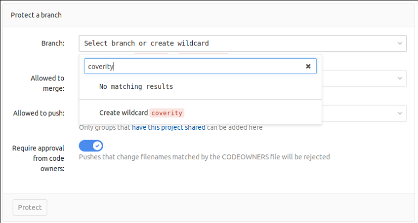 Coverity protected branch Coverity Software Security Tool Creating a Protected Branch in Repository