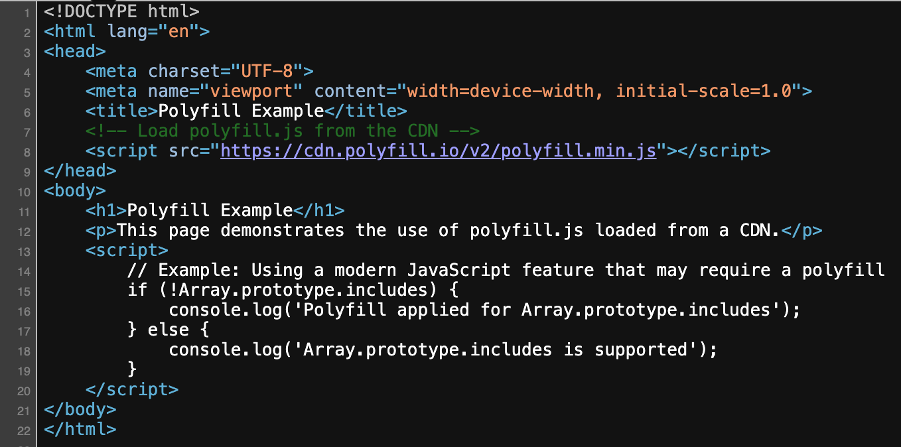 Example code with Polyfill