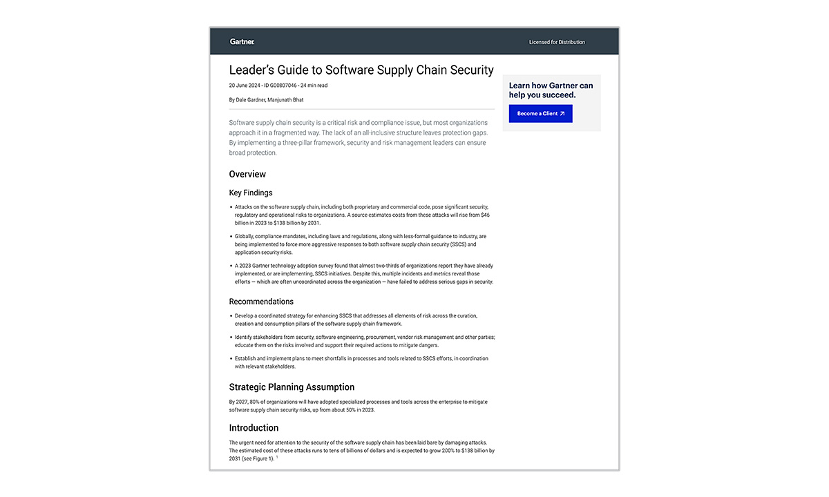 Gartner: Leader's Guide to Software Supply Chain Security